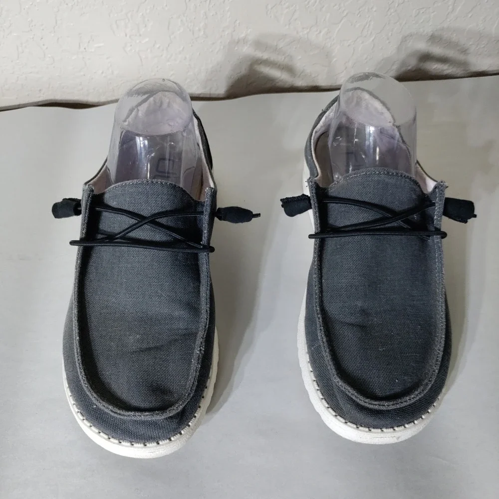 Hey Dude Wendy Chambray Off Black Loafers Shoes Womens Size 8 121414949